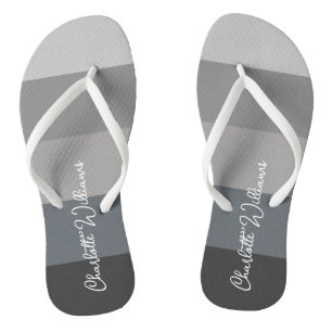 MONOCHROME GREY COLOR STRIPE LINE PATTERN NAME THONGS