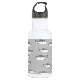 Monochrome grey fish 532 ml water bottle