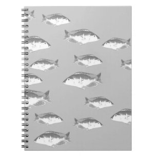 Monochrome grey fish notebook