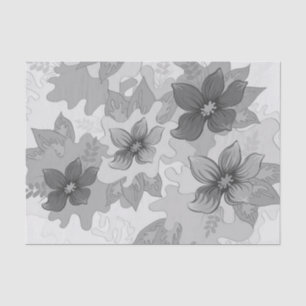 Monochrome Grey Hues Flowers Tissue Paper