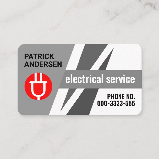 Monochrome Grey Power Arrows Electrician Business Card (Front)