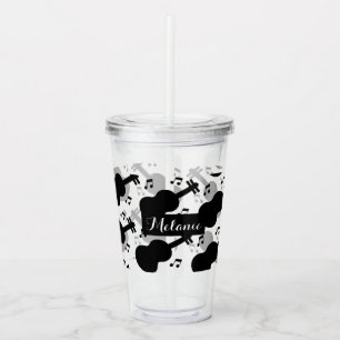 Monochrome Guitar Music Custom Name Acrylic Tumbler