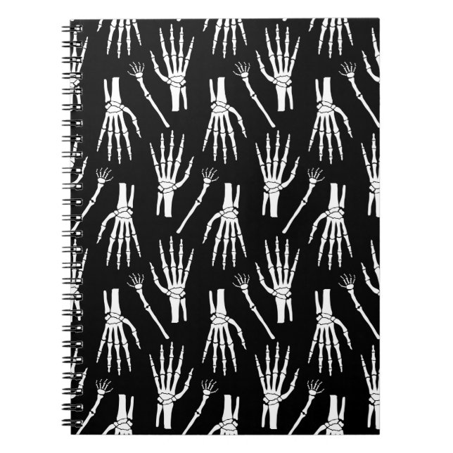 Monochrome Halloween seamless pattern with bones.  Notebook (Front)