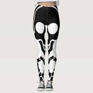 Monochrome Halloween Skull Love Heart Leggings