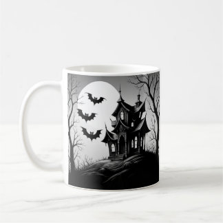 Monochrome Haunted House Mug