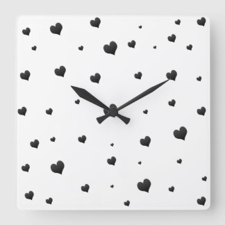 Monochrome Hearts Minimalist Love  Square Wall Clock