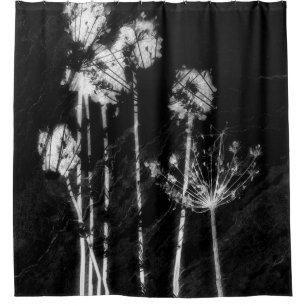 Monochrome High Contrast Dried Wildflowers Graphic Shower Curtain