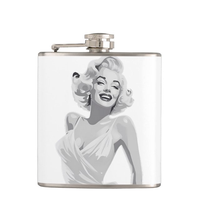 Monochrome Hollywood 1950's  Hip Flask (Front)