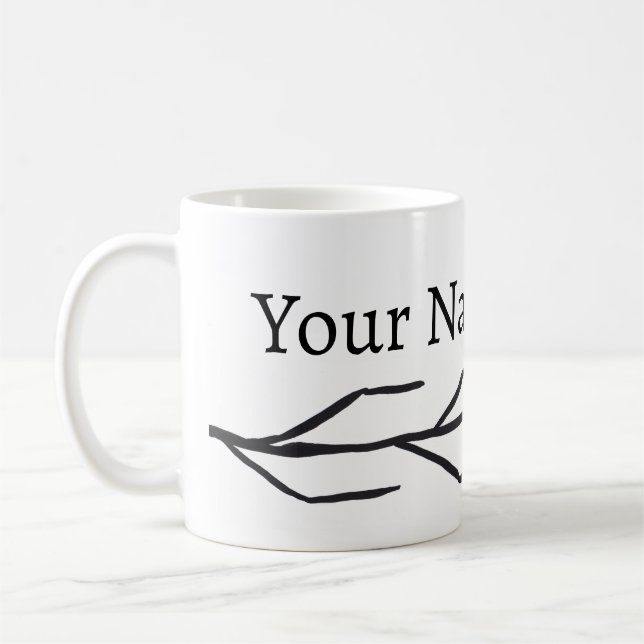 Monochrome Ink Branch Pattern Mug (Left)