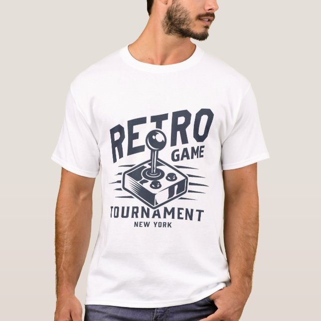 Monochrome joystick badge for gamer (white) T-Shirt (Front)