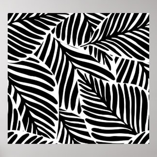 Monochrome Jungle Geometric Seamless Pattern Poster