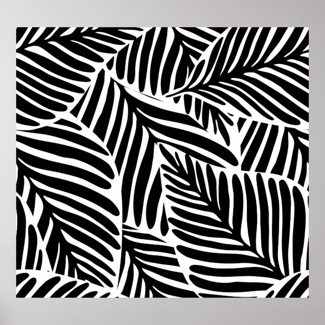 Monochrome Jungle Geometric Seamless Pattern Poster (Front)