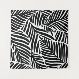 Monochrome Jungle Geometric Seamless Pattern Tapestry