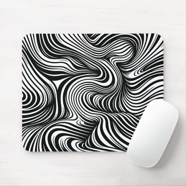 Monochrome Kaleidoscope Mouse Pad (With Mouse)