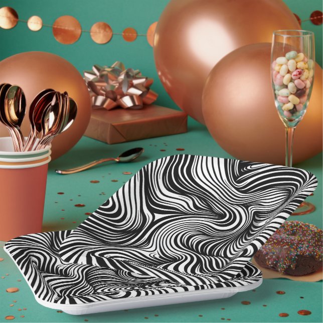 Monochrome Kaleidoscope Paper Plate (Multi)