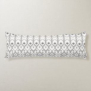 Monochrome Kilim: Moroccan Tribal Texture Art Body Cushion