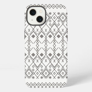 Monochrome Kilim: Moroccan Tribal Texture Art iPhone 13 Case