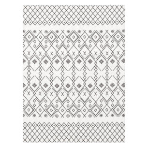 Monochrome Kilim: Moroccan Tribal Texture Art Tablecloth