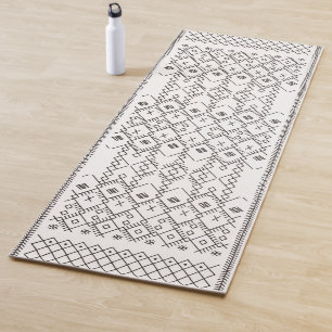 Monochrome Kilim: Moroccan Tribal Texture Art Yoga Mat