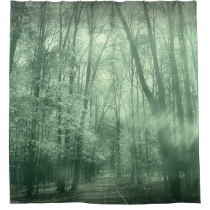Monochrome landscape nature parkart, autumn, backg shower curtain