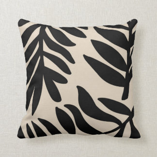 Monochrome Large Scale Leaf Leaves Cushion
