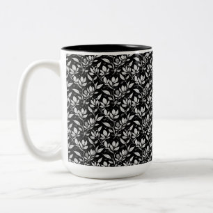 Monochrome Leaf Botanical Aesthetic Two-Tone Coffee Mug