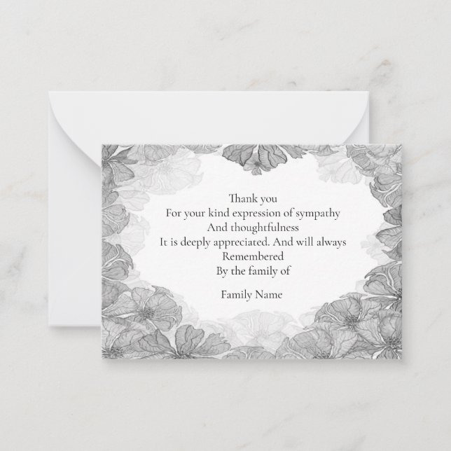 Monochrome Leaf Thank You Card (Front)