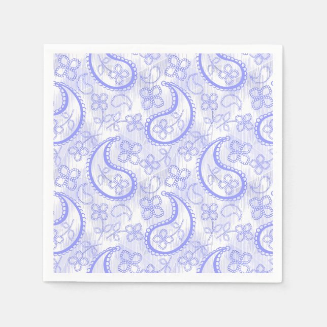 Monochrome lilac grey white paisley pattern.  napkin (Front)