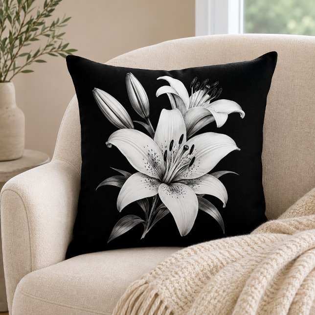 Monochrome Lily Cushion (Creator Uploaded)
