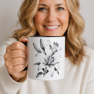 Monochrome Lily Mug