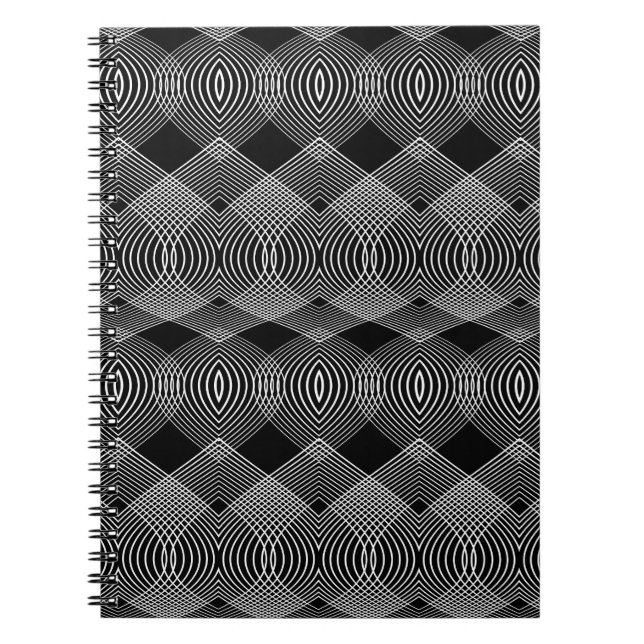 Monochrome Lines: Textured Abstract Design Notebook (Front)