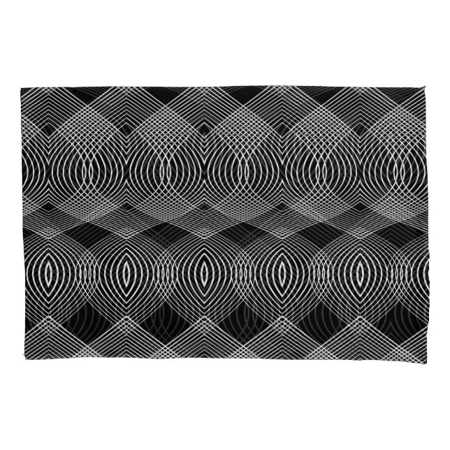 Monochrome Lines: Textured Abstract Design Pillowcase (Front)