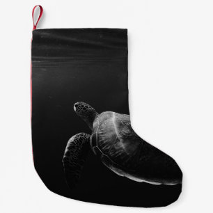MONOCHROME LONE TURTLE IN SEA SMALL CHRISTMAS STOCKING