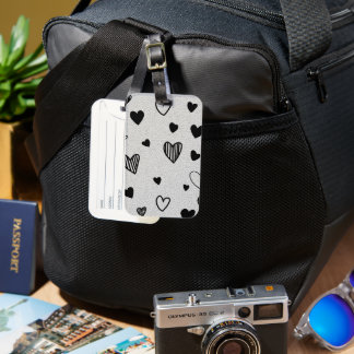 monochrome love luggage tag