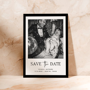 Monochrome Luxury Black and White Photo QR Code Save The Date