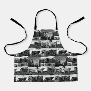 Monochrome Majesty: A Highland Cow Photo Collage Apron