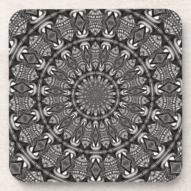 Monochrome Mandala Coaster (Front)