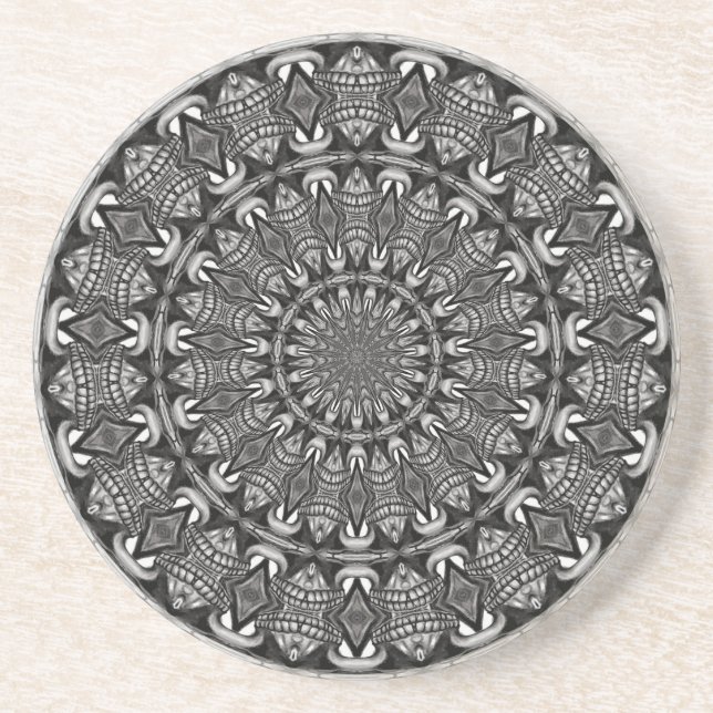 Monochrome Mandala Coaster (Front)