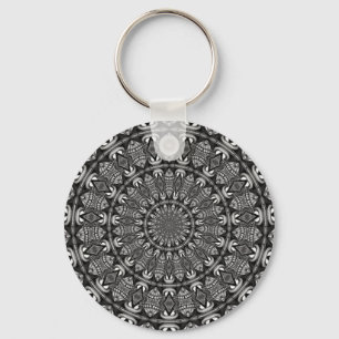 Monochrome Mandala Key Ring