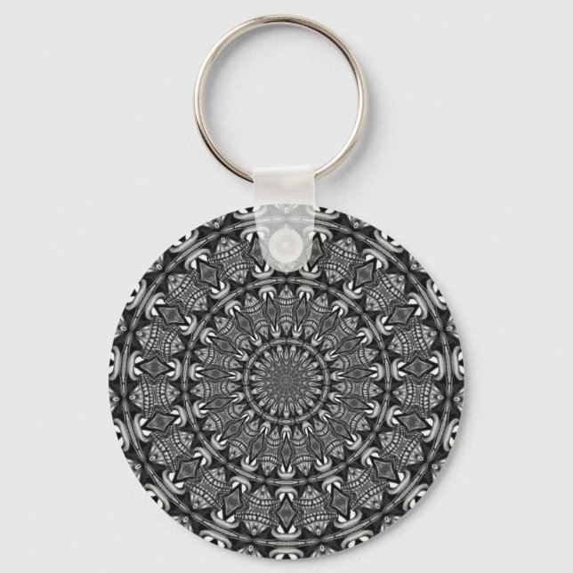 Monochrome Mandala Key Ring (Front)