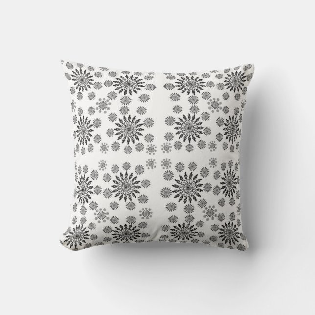 ​Monochrome Mandala Symphony: Modern Geometric Pat Cushion (Front)