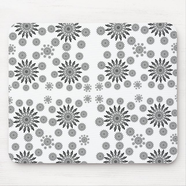 ​Monochrome Mandala Symphony: Modern Geometric Pat Mouse Pad (Front)