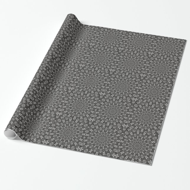 Monochrome Mandala Wrapping Paper (Unrolled)