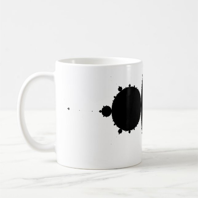 monochrome mandelbrot. coffee mug (Left)