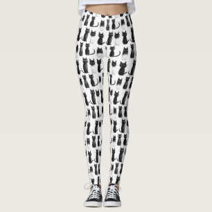 Monochrome Meow Leggings - Black Cats
