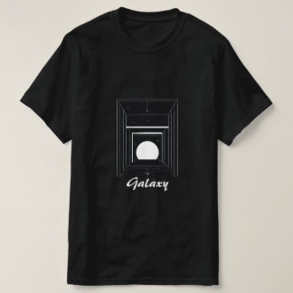 Monochrome Minimalist Galaxy in Cube Logo T-Shirt