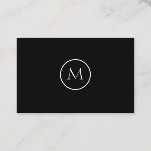 Monochrome Minimalist Monogrammed Elegant Black Business Card