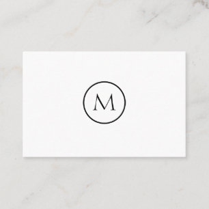 Monochrome Minimalist Monogrammed White Background Business Card