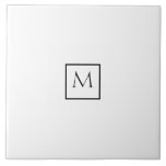 Monochrome Minimalist Rectangle Monogram Ceramic Tile<br><div class="desc">Elegant Monogram. Cool black background. Insert name,  address,  phone,  website and email</div>