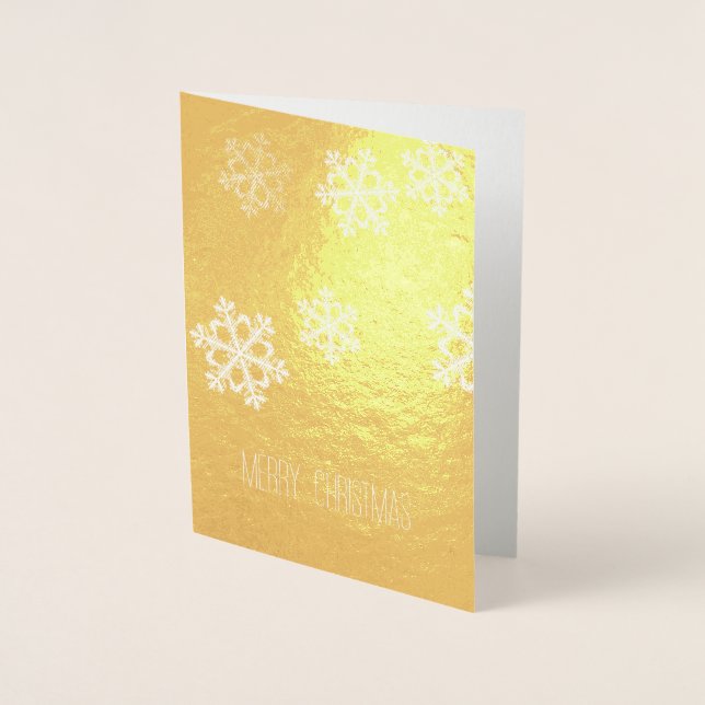 Monochrome Minimalist Snowflake Christmas Pattern Foil Card (Front)